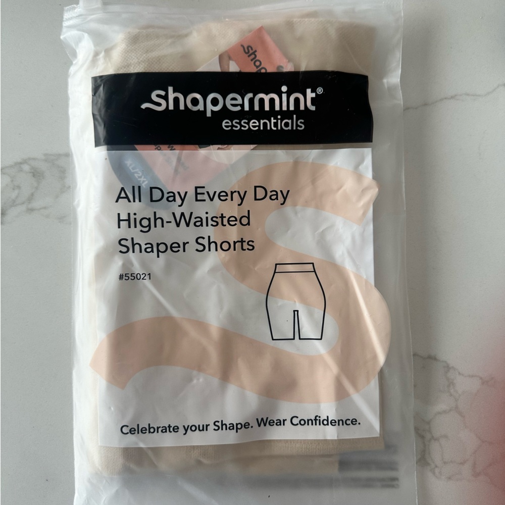 Shapermint Essentials High-Waisted Shaper Shorts in Beige, unworn, with tags